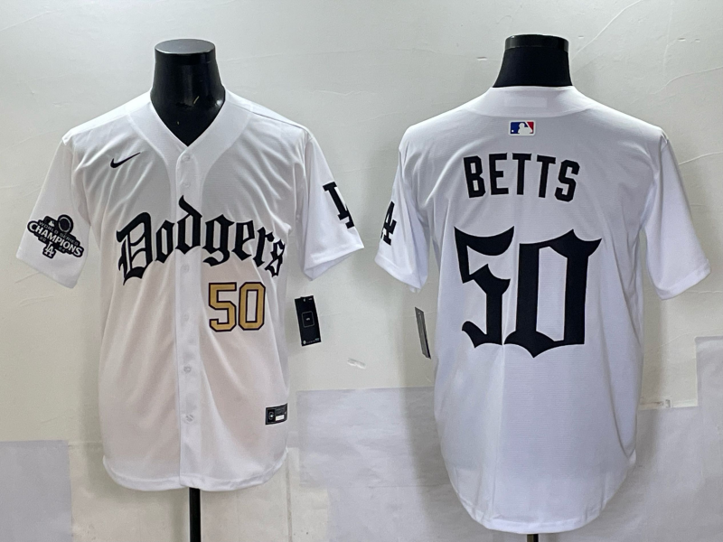 Men Los Angeles Dodgers #50 Betts white Nike 2025 MLB jersey 004